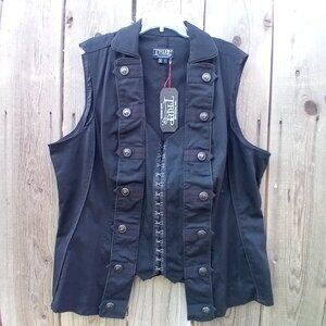 TRIPP NYC DAANG GOODMAN COSET VEST WOMEN 4 BLACK GOTHIC PUNK Y2K DENIM STRETCH